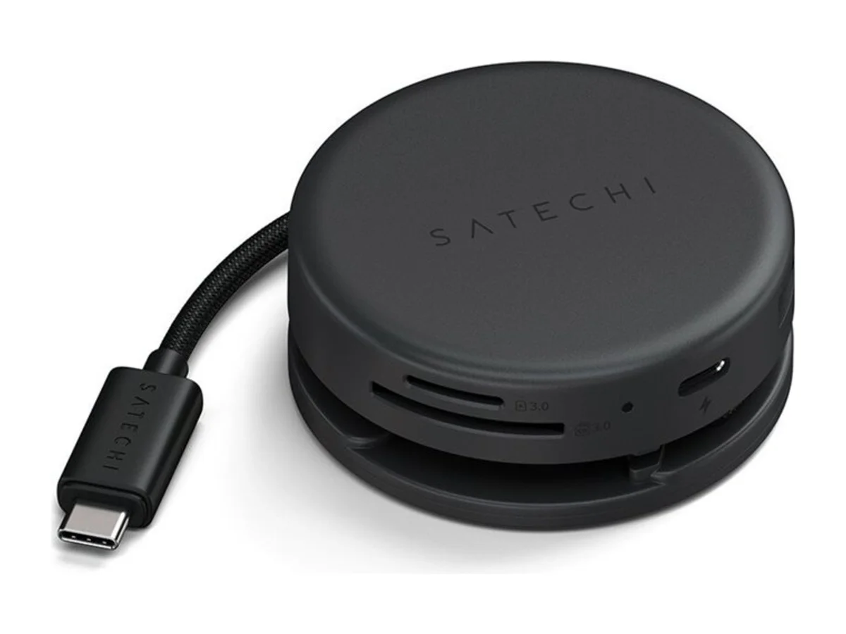 Satechi OntheGo 7-i-1 Multiport Adapter, svart kvadratisk hubb